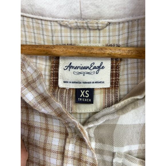 Cabin Core American Eagle Cropped Patchwork Flannel | Extra Small - Picture 6 of 12